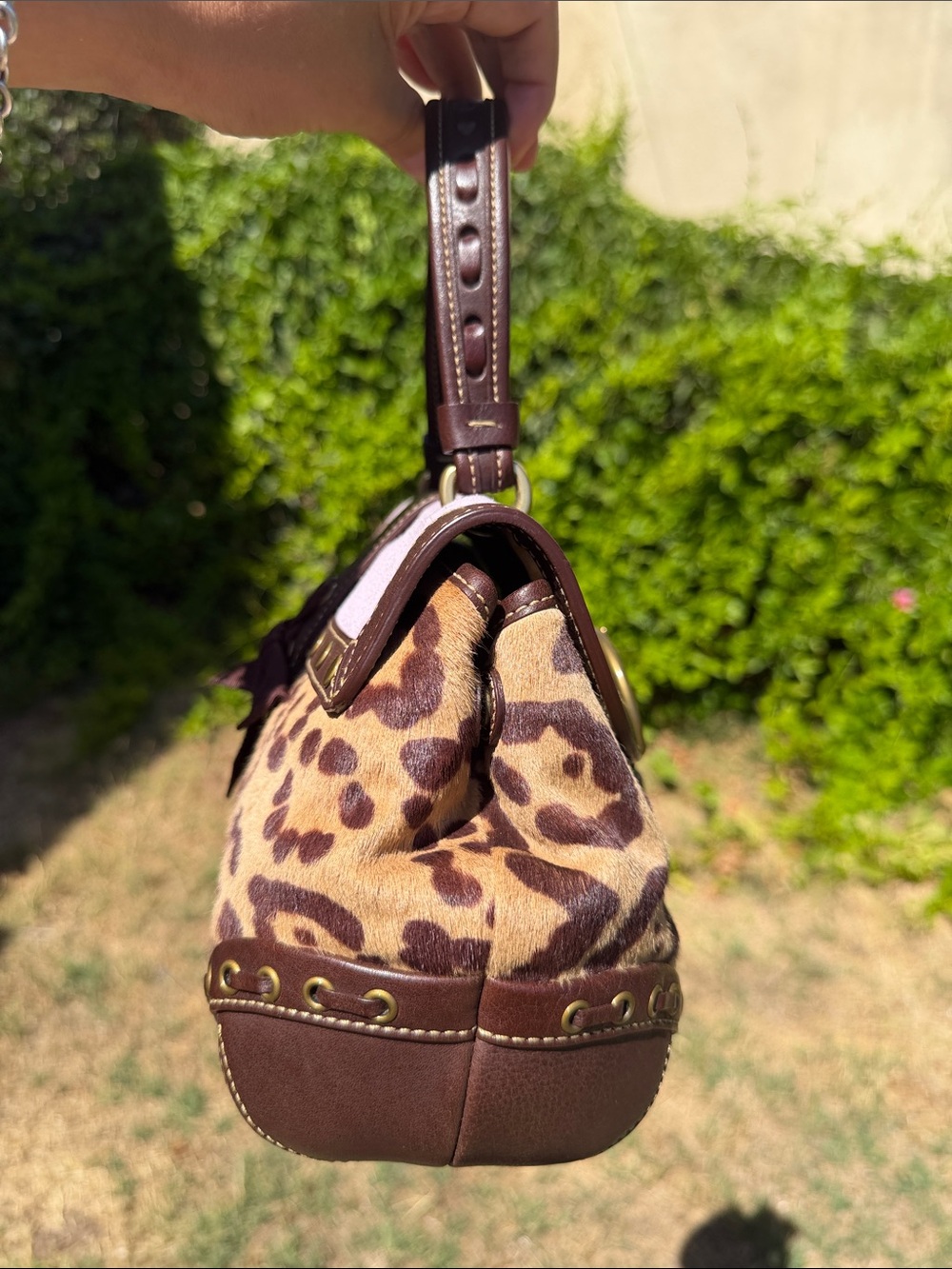 HTF Rare Vintage Coach Madison Ocelot haircalf suede bag & matching wristlet - Picture 7 of 17